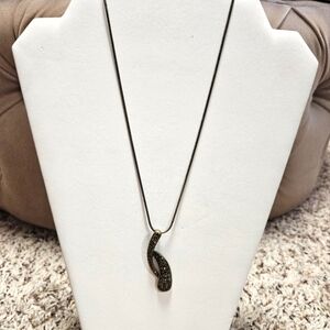 Lia Sophia Brushed Gold Tone Sparkly Pendant Necklace